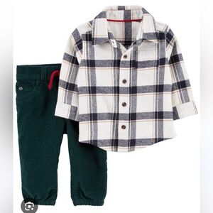 NWT Carters Plaid Shirt and Corduroy Pants